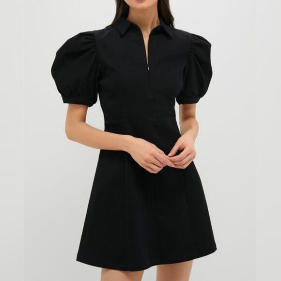 NWT HYACINTH HOUSE - L - Tuckernuck Black Front Zip Denim Mini Dress - Picture 1 of 9